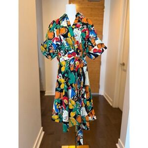 EVA FRANCO Anthropologie Plus Alejandra Faux Wrap Tropical Mini Dress Size 1X